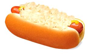 1 hot dog (166 g) Original Kraut Dog on a Pretzel Bun