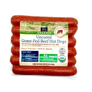 1 hot dog (2 oz) Grass Fed Beef Hot Dogs