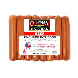 1 hot dog (42 g) Uncured Beef Hot Dogs