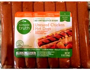 1 hot dog (42 g) Uncured Chicken Hot Dogs