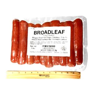 1 hot dog (46 g) Beef Skinless Frankfurters