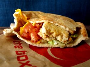 1 Jack-in-the-Box Chicken Pita Pocket Sandwich Fajita Style Chicken Sandwich with Cheese, Lettuce and Tomato on Pita Bread