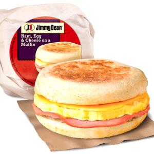 1 Jimmy Dean Sandwich Ham and Cheese On English Muffin