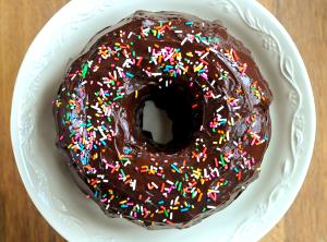 1 Large (3-5/8" Dia) Chocolate Covered Doughnut (Cake Type)