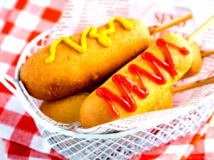 1 Large Corn Dog (Frankfurter or Hot Dog with Cornbread Coating)