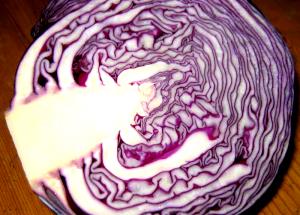 1 Large Head (about 5-1/2" Dia) Cooked Red Cabbage (Fat Not Added in Cooking)