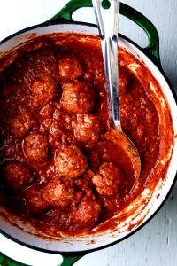 1 Large Meatball Meat Loaf with Beef and Pork in Tomato-Based Sauce