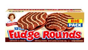 1 Large Sandwich (3-1/2" - 4" Dia) (include Almost Home Fudge Cream Sandwiches; Little Debbie Fudge Rounds) Chocolate Coated or Striped Chocolate Sandwich Cookie