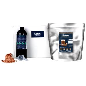 1 large scoop (37 g) Sated (Chocolate, prepared). Sucralose Sweetened Keto Meal Shake