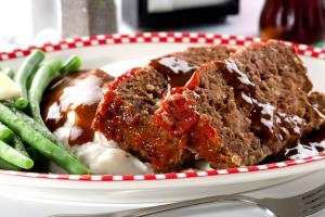 1 Large Slice Meat Loaf with Beef and Pork in Tomato-Based Sauce
