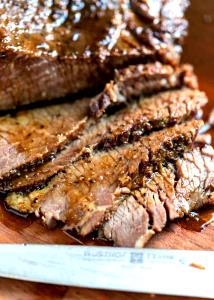 1 Lb Beef Brisket (Flat Half, Trimmed to 0" Fat, Cooked, Braised)
