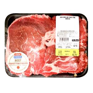 1 Lb Beef Chuck (Shoulder Top and Center Steaks, Trimmed to 0" Fat, Choice Grade)