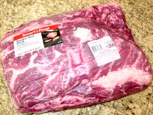 1 Lb Beef Chuck (Top Blade, Lean Only, Trimmed to 1/4" Fat, Select Grade)