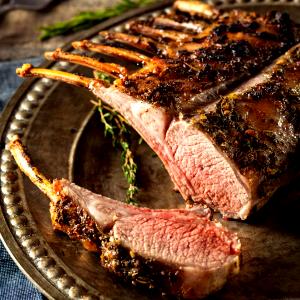 1 Lb Lamb Ribs (Trimmed to 1/4" Fat, Choice Grade, Cooked, Roasted)