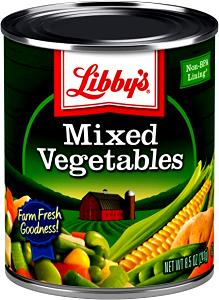 1 Lb Mixed Vegetables (Corn, Lima Beans, Peas, Green Beans, Carrots) (No Salt Added, Canned)