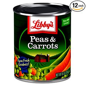 1 Lb Peas and Carrots (No Salt Added, Solids and Liquids, Canned)