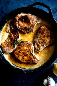 1 Lb Pork Chops (Sirloin, Bone-In, Cooked, Braised)