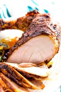 1 Lb Turkey Breast Meat and Skin (Cooked, Roasted)