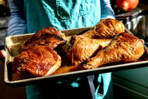 1 Lb Turkey Leg Meat (Young Hen, Cooked, Roasted)