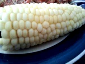 1 Lb White Sweet Corn (Kernels On Cob, Without Salt, Frozen, Drained, Cooked, Boiled)