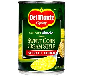 1 Lb Yellow Sweet Corn (Cream Style, No Salt Added, Canned)