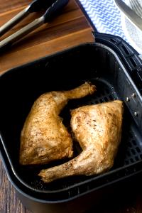 1 Leg Quarter (yield After Cooking, Bone Removed) Baked or Fried Coated Chicken Leg with Skin