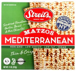 1 matzo (28 g) Mediterranean with Sun Dried Tomatoes, Garlic, Basil & Pure Olive Oil Matzos Crackers