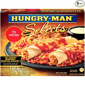 1 Meal (15 Oz) Beef Enchilada with Chili Gravy, Rice and Refried Beans (Frozen Meal)