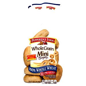 1 mini bagel (43 g) Mini Bagels Whole Wheat