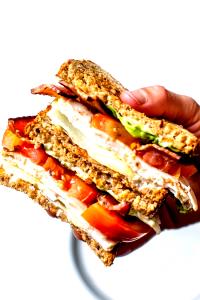 1 Oz Bacon, Chicken and Tomato Club Sandwich with Lettuce and Spread on Multigrain Roll