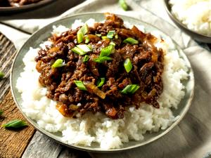 1 Oz Beef and Rice with Soy-Based Sauce (Mixture)