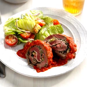 1 Oz Beef Rolls, Stuffed with Vegetables or Meat Mixture in Tomato-Based Sauce