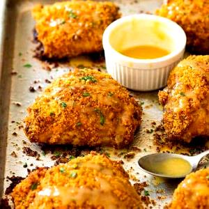 1 Oz Boneless Baked or Fried Coated Chicken Thigh with Skin