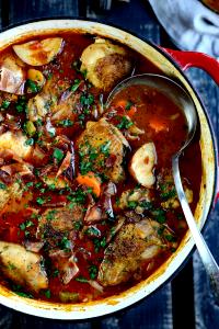 1 Oz Chicken Meat and Skin (Stewing, Stewed, Cooked)