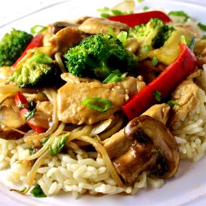 1 Oz Chicken or Turkey and Vegetables in Soy-Based Sauce (Mixture)
