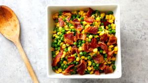 1 Oz Cooked Peas and Corn (Fat Added in Cooking)