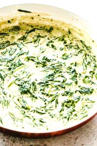 1 Oz Cooked Spinach with Cheese Sauce (from Canned)