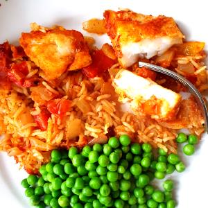 1 Oz Fish and Rice with Tomato-Based Sauce