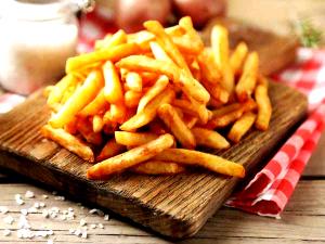 1 Oz French Fried Potatoes (Steak Fries, Salt Added, Frozen, Oven-Heated)