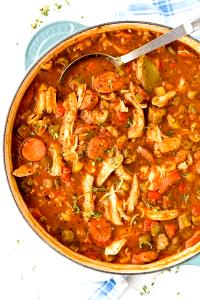 1 Oz Gumbo (New Orleans Type with Shellfish, Pork, and/or Poultry, Tomatoes, Okra)