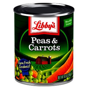 1 Oz Low Sodium Peas and Carrots (Fat Not Added in Cooking, Canned)