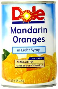 1 Oz Mandarin Orange in Light Syrup (Canned or Frozen)