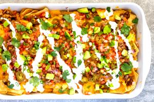 1 Oz Nachos with Cheese, Beans, Ground Beef and Peppers