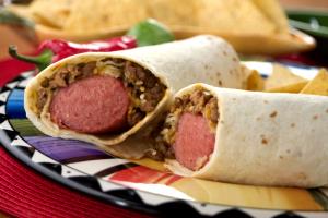 1 Oz Pochito (Frankfurter or Hot Dog and Beef Chili Wrapped in Tortilla)