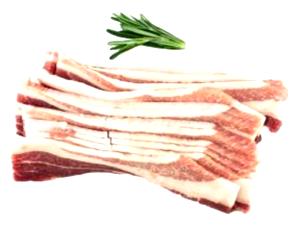 1 Oz Raw (yield After Cooking) Fresh Bacon or Side Pork