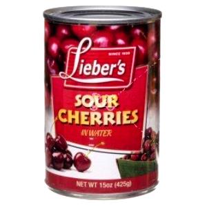 1 Oz Red Sour Cherries (Solids and Liquids, Water Pack, Canned)