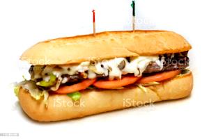 1 Oz Steak and Cheese Submarine Sandwich with Lettuce and Tomato