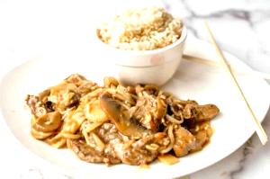 1 Oz Sukiyaki (Stir Fried Beef and Vegetables in Soy Sauce)