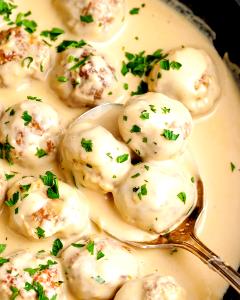 1 Oz Swedish Meatballs with Cream or White Sauce (Mixture)