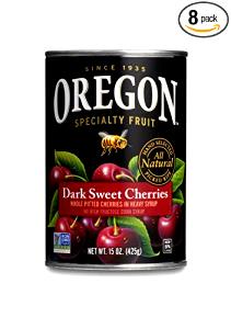 1 Oz Sweet Cherries in Light Syrup (Cooked or Canned)
